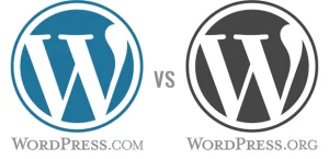 Image de vis à vis des logos WordPress.com et WordPress.org